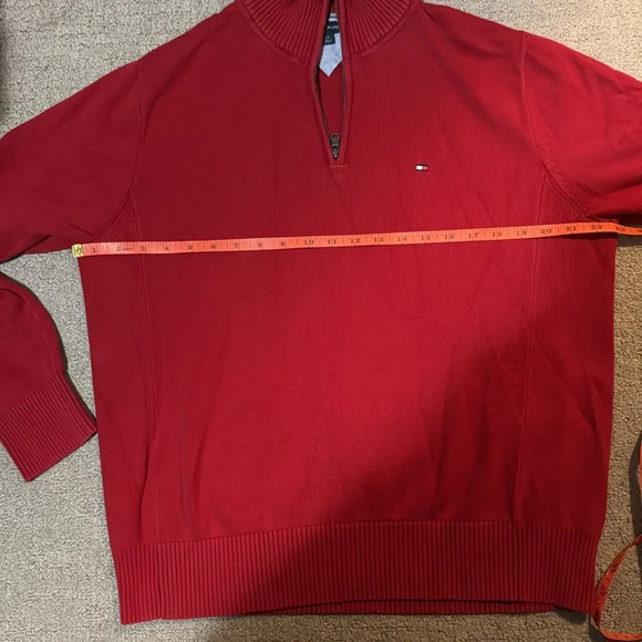 Tommy Hilfiger | classic red pullover quarter zip, large. EUC. - Picture 6 of 7